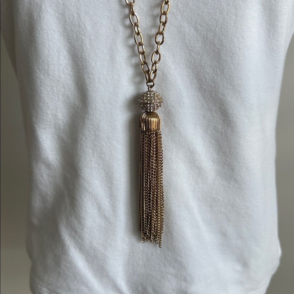 Gold Chain Necklace with Tassel Pendant